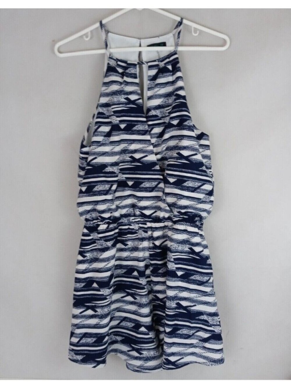 Cals Women's Blue & White Sleeveless Romper Size Medium